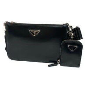Prada Brushed Leather Shoulder Bag Black Prada
